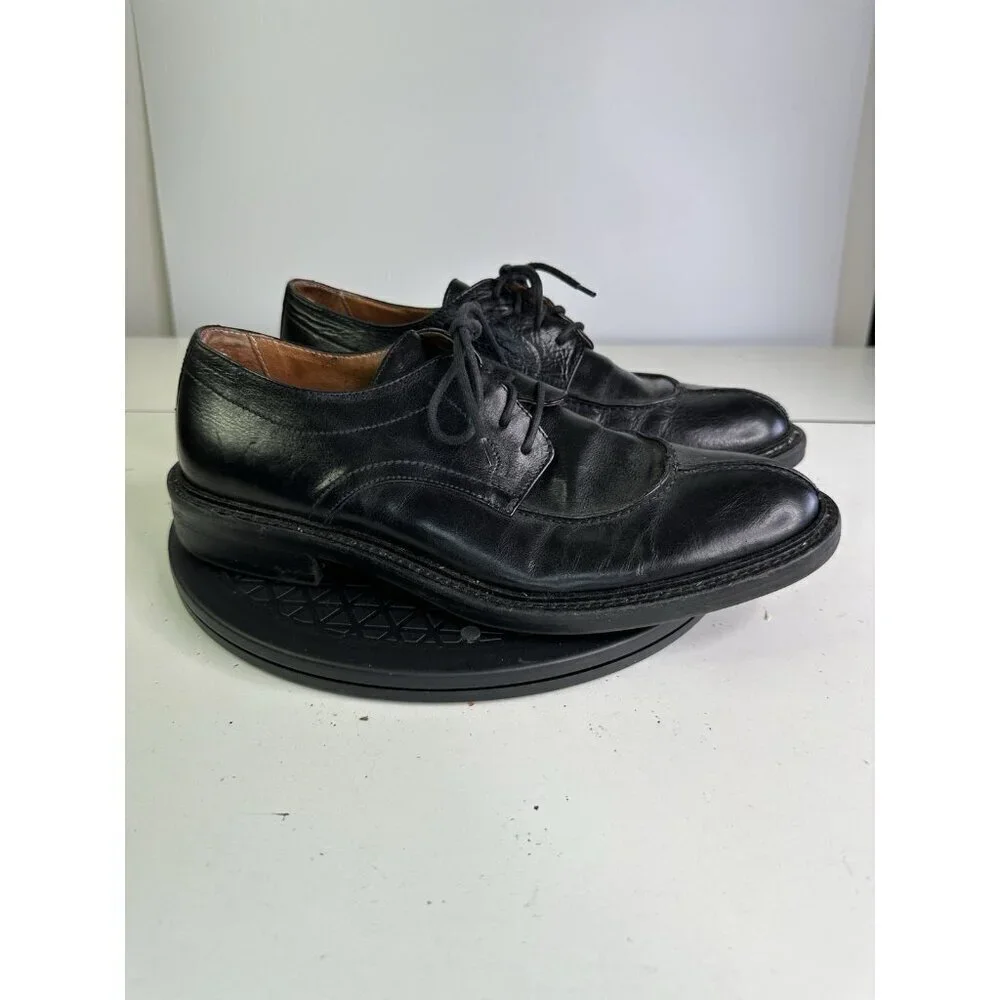 Bacco Bucci Oxford Shoes  Black Leather Split Toe Derby Dress Shoes Sz 9.5